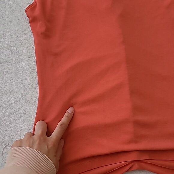 Lafayette 148 New York Silk Orange Salmon Ruched Sleeveless Tank Top Small Ruffl - Picture 7 of 7